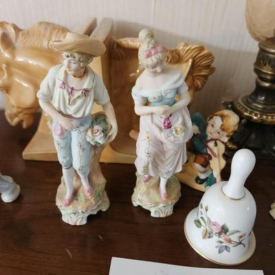 Lot of Collectibles Milk Glass Horse head Book Ends Elephants, Belleek, Lenox USA