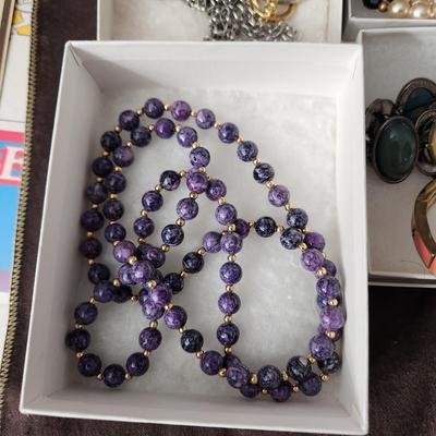 Large Lot Costume Jewelry Monet , Talbots, Pulsar, Avon, Trifari Earings Necklaces , Pins, Watch, Alex & Ani2 Boxes .