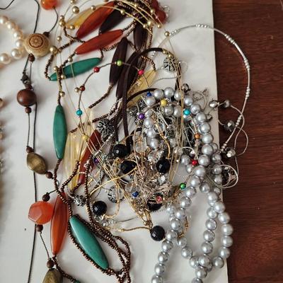 Large Lot Costume Jewelry Monet , Talbots, Pulsar, Avon, Trifari Earings Necklaces , Pins, Watch, Alex & Ani2 Boxes .