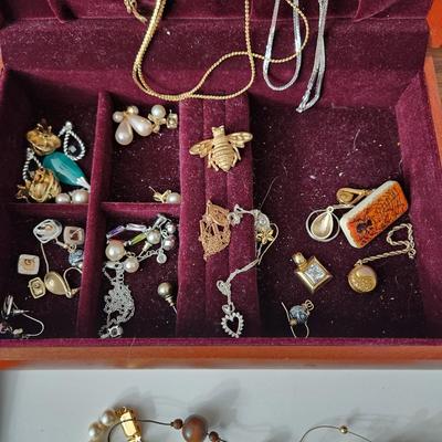 Large Lot Costume Jewelry Monet , Talbots, Pulsar, Avon, Trifari Earings Necklaces , Pins, Watch, Alex & Ani2 Boxes .