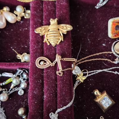 Large Lot Costume Jewelry Monet , Talbots, Pulsar, Avon, Trifari Earings Necklaces , Pins, Watch, Alex & Ani2 Boxes .