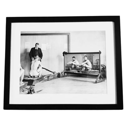 121 Vintage Framed 1910 Black and White Photograph of Crew Squad and Coach Rice