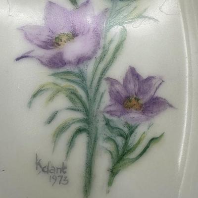 Signed Floral Dish, 1973
