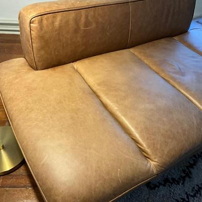 125 CB2 Lawndale Saddle Leather Daybed with Brass Frame