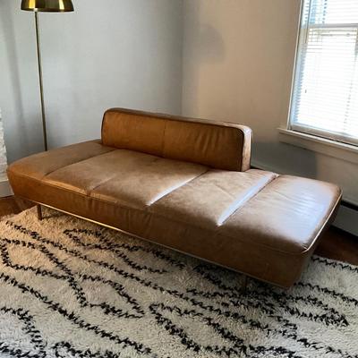 125 CB2 Lawndale Saddle Leather Daybed with Brass Frame