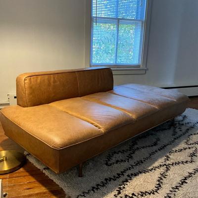 125 CB2 Lawndale Saddle Leather Daybed with Brass Frame