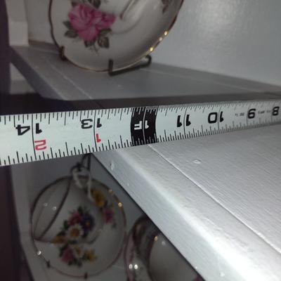 Vintage Corner Shelf with Enclosed Storage- Approx 26" Wide, 13" Deep, 71" Tall (No Contents)