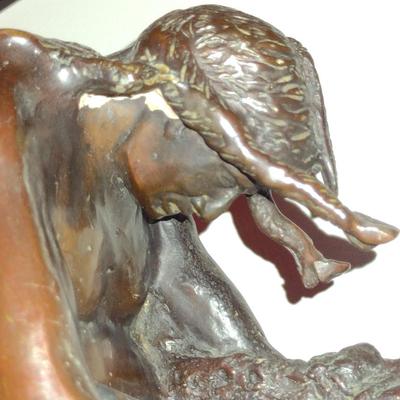 Signed Reproduction 'End of the Trail' Heavy Bronze Statue by James Earle Fraser- Approx 18 1/2" Tall