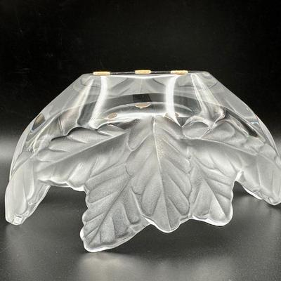 Signed Lalique Compiegne Jardiniere Leaf Frosted and Clear