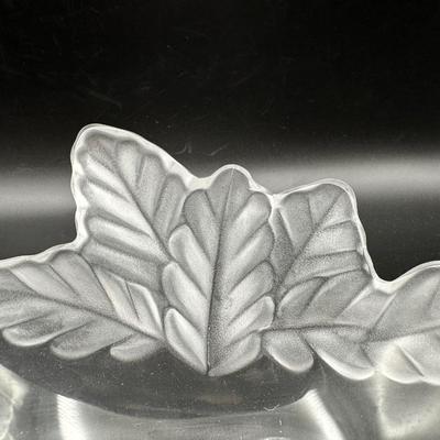 Signed Lalique Compiegne Jardiniere Leaf Frosted and Clear