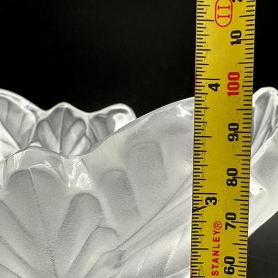 Signed Lalique Compiegne Jardiniere Leaf Frosted and Clear