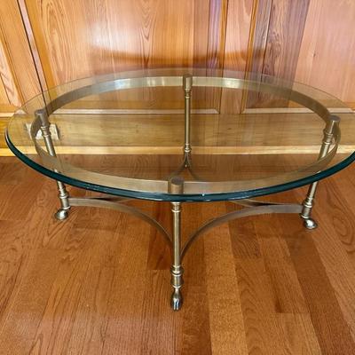 LaBarge Designs Brass and Beveled Glass Coffee Table