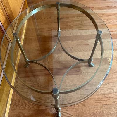 LaBarge Designs Brass and Beveled Glass Coffee Table
