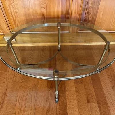 LaBarge Designs Brass and Beveled Glass Coffee Table