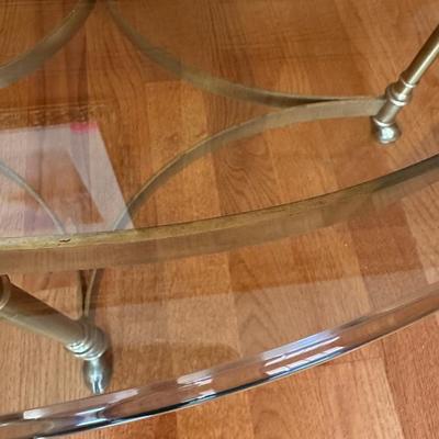 LaBarge Designs Brass and Beveled Glass Coffee Table