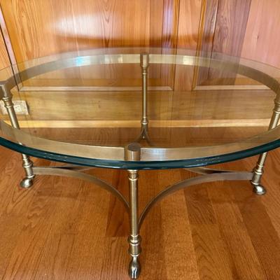 LaBarge Designs Brass and Beveled Glass Coffee Table