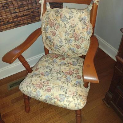 Petite Wooden Chair with Cushioned Seat and Back