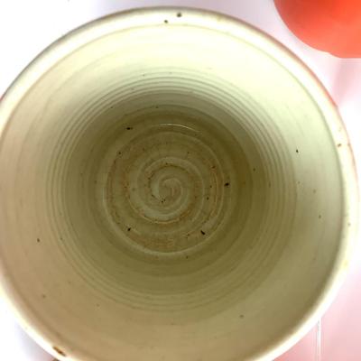 190. "Set of 10 Handmade Orange Ceramic Tumblers"