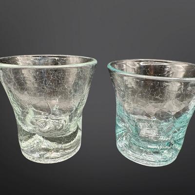 Crackled Blown Rock Glasses - Set of (6)