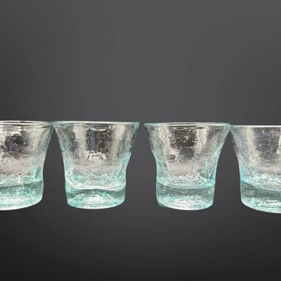 Crackled Blown Rock Glasses - Set of (6)