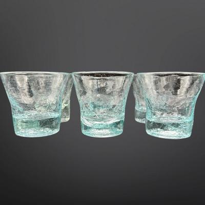 Crackled Blown Rock Glasses - Set of (6)