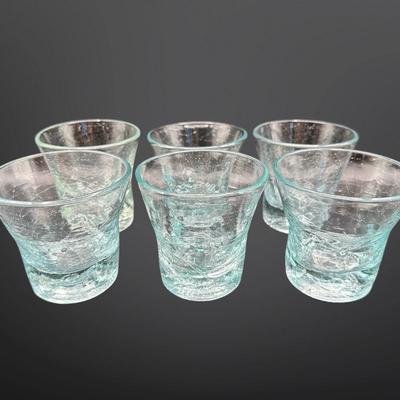 Crackled Blown Rock Glasses - Set of (6)