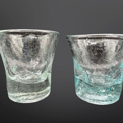 Crackled Blown Rock Glasses - Set of (6)