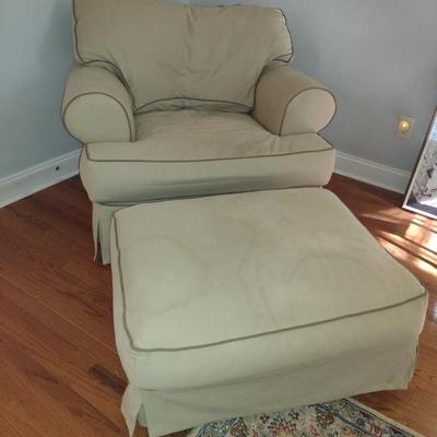 Oversized Upholstered Chair with Ottoman