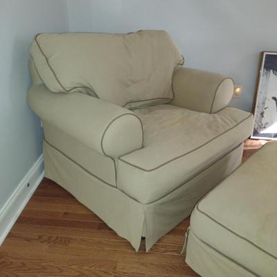 Oversized Upholstered Chair with Ottoman