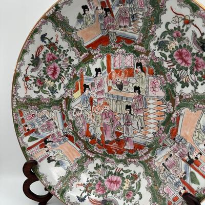 Large Chinese Rose Medallion Decorative Platter