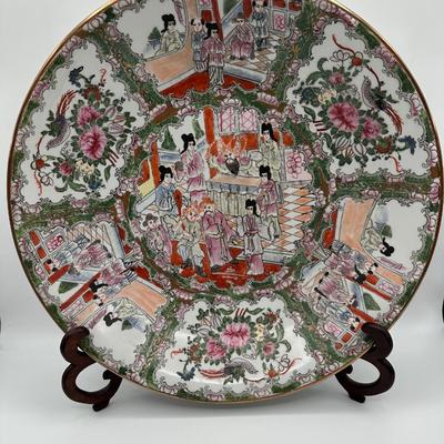 Large Chinese Rose Medallion Decorative Platter