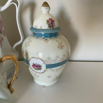 328 Set of Three Vintage Floral Porcelain Tea Items