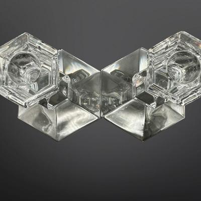 Pair of Val St Lambert Crystal Candlestick Holders