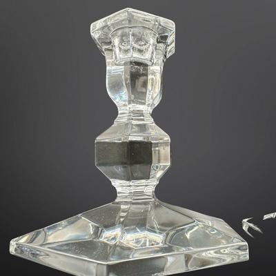 Pair of Val St Lambert Crystal Candlestick Holders