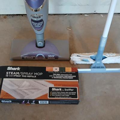Shark steam spray mop and an Ettore window cleaning squeegee