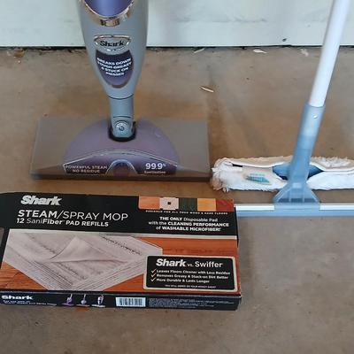Shark steam spray mop and an Ettore window cleaning squeegee
