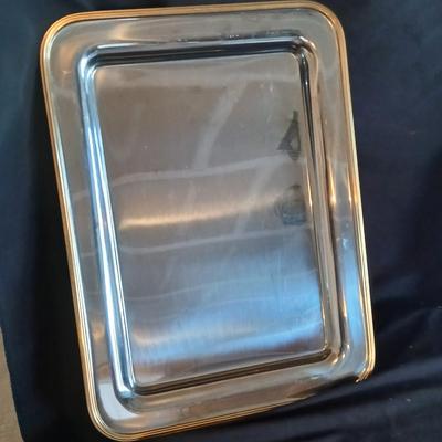 Mom's BIG popcorn bowl and two serving trays with some cookbooks