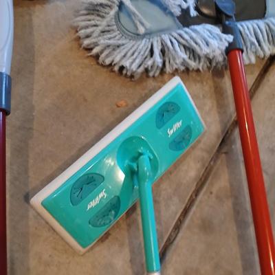 Time to clean house! Fan duster, Swiffer mop, broom with dustpan and more