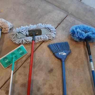 Time to clean house! Fan duster, Swiffer mop, broom with dustpan and more
