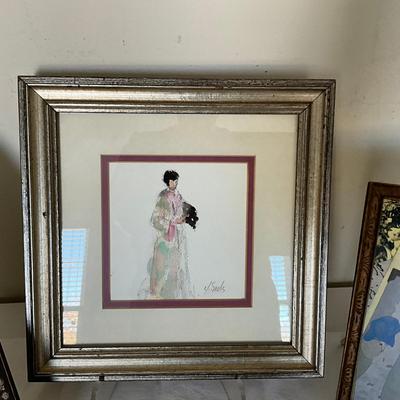 336 Trio Of Framed Vintage Art Prints of Elegant Women In Various Styles