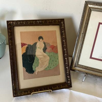 336 Trio Of Framed Vintage Art Prints of Elegant Women In Various Styles