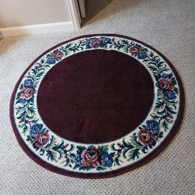 Kensington III decorator rug Round Burgundy Bordered area Rug