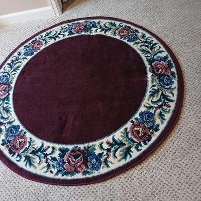 Kensington III decorator rug Round Burgundy Bordered area Rug
