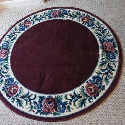 Kensington III decorator rug Round Burgundy Bordered area Rug
