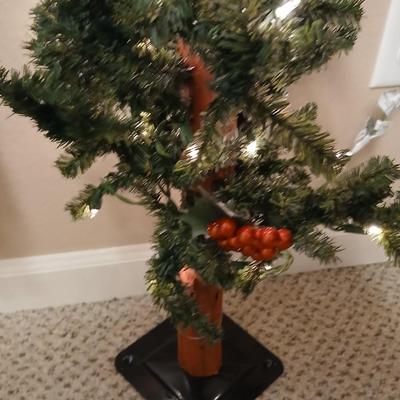 Two 3 foot Alpine Christmas trees 50 white lights each