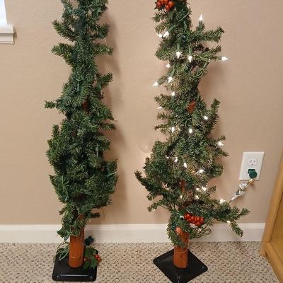 Two 3 foot Alpine Christmas trees 50 white lights each