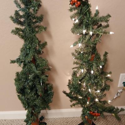 Two 3 foot Alpine Christmas trees 50 white lights each