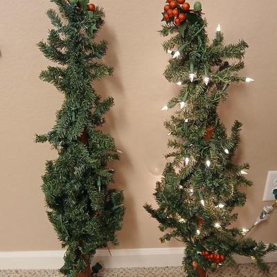 Two 3 foot Alpine Christmas trees 50 white lights each