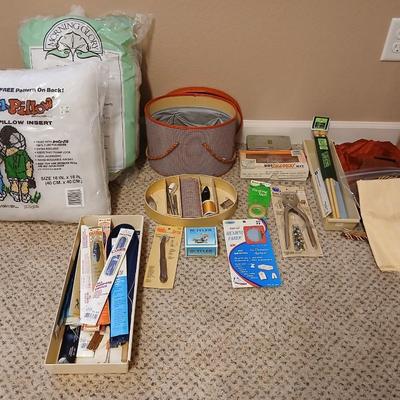 Vintage sewing basket with new zippers and other sewing notions