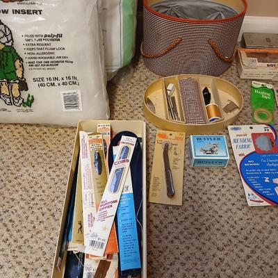 Vintage sewing basket with new zippers and other sewing notions